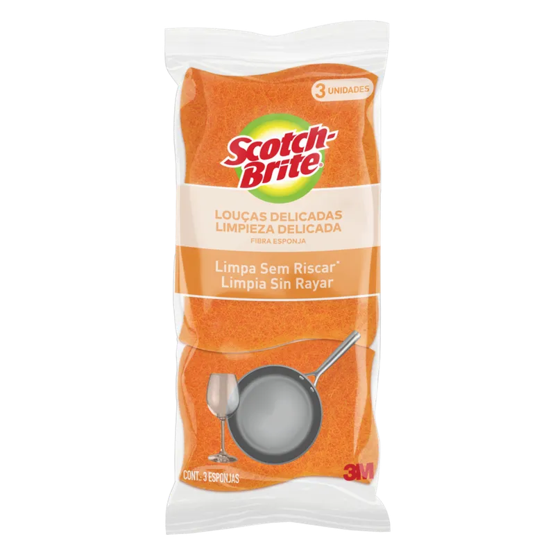 Esponja Scotch-Brite Não Risca Laranja 3 Unidades