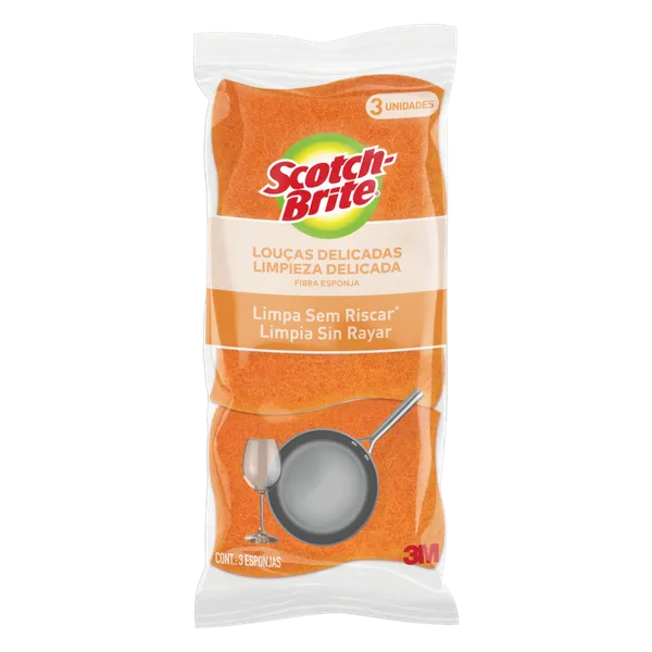 Esponja Scotch-Brite Não Risca Laranja 3 Unidades