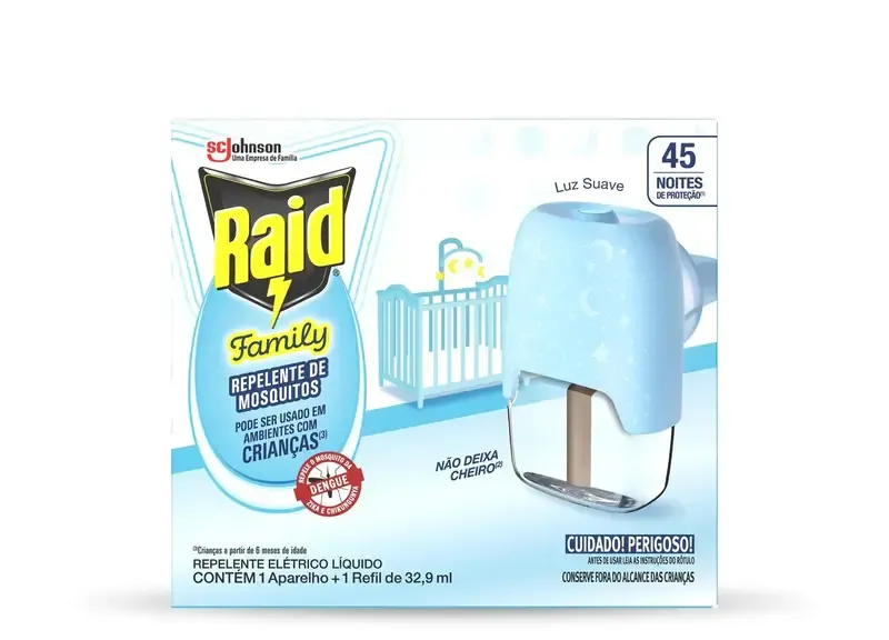 Aparelho + Refil Raid Elétrico Líquido Family 45 Noites 32,9ml