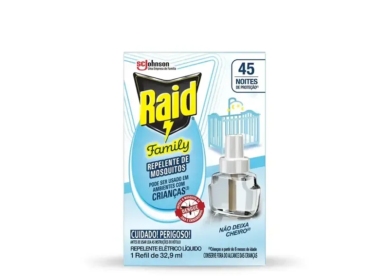Refil Raid Elétrico Líquido Family 45 Noites 2 Unidades de 32,9ml